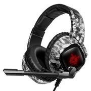 Gaming Headset for Xbox One & PS4 with RGB over-ear design, built-in microphone, and LED lights.