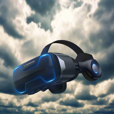 VR Glasses Thousand Magic Lens Wear Immersive Headset with detachable earphones and adjustable focus.