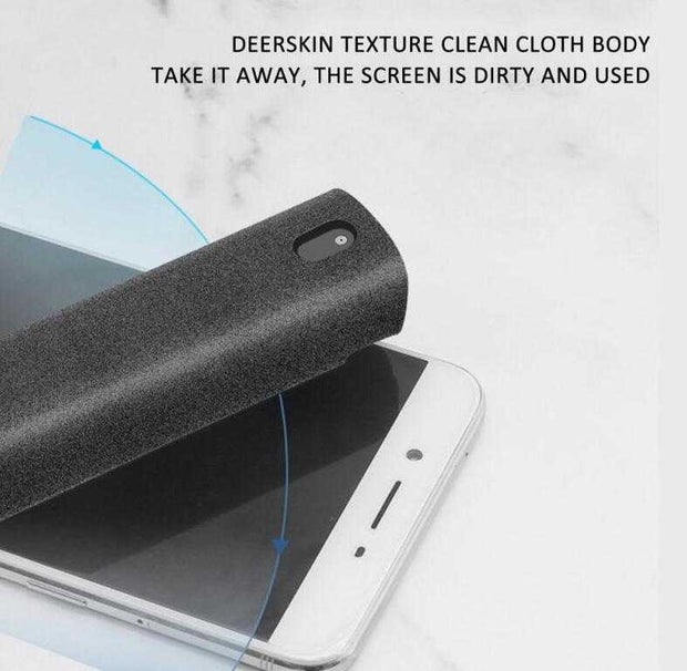 2 in 1 phone computer screen cleaner kit with microfiber cloth for dust removal.