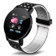 Bluetooth smart watch with heart rate monitor and music control.