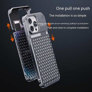 Aluminum alloy shockproof phone case for iPhone 14/13 Pro Max with heat dissipation and easy installation.