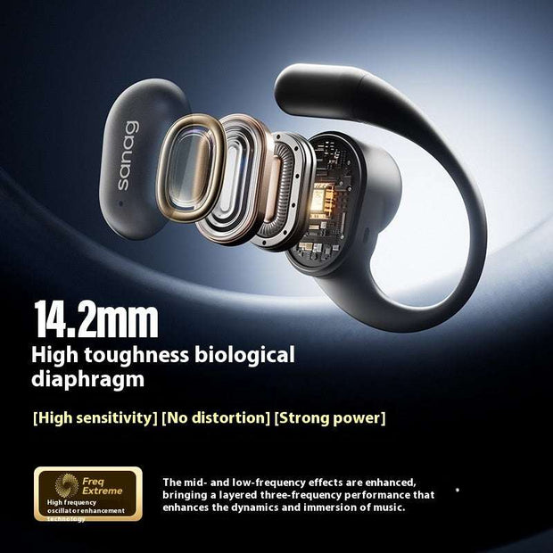Wireless long endurance ear-mounted sports Bluetooth headset with high toughness biological diaphragm.