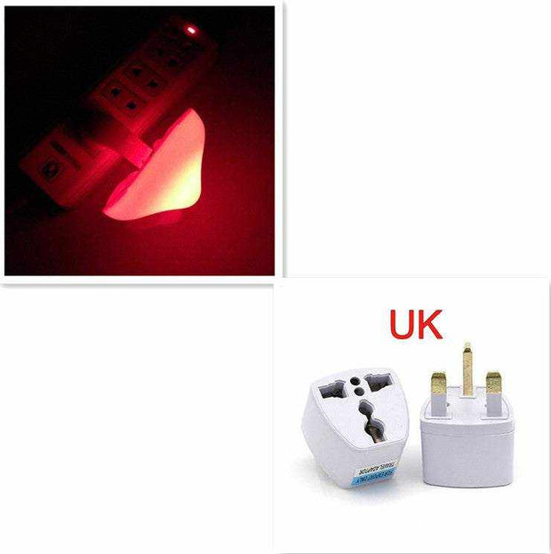 LED night light with plug socket compatibility, emits warm white light, ideal for bedrooms and home decoration.