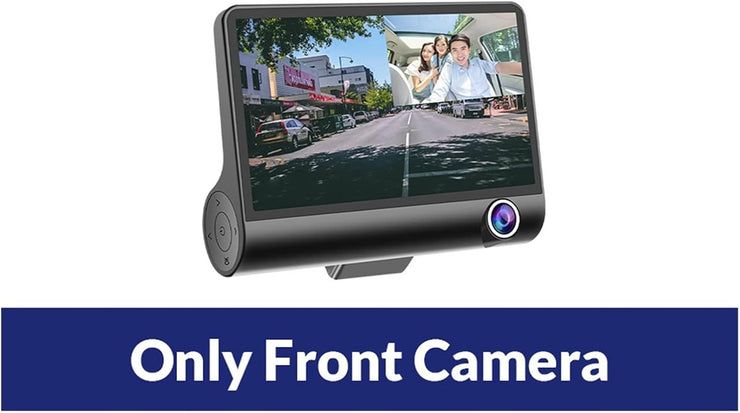 1080P High-definition Three-record Driving Recorder with front camera display.