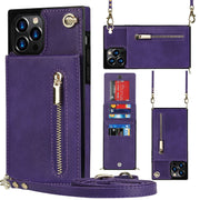 Purple PU Zipper Phone Case Crossbody for Samsung Models