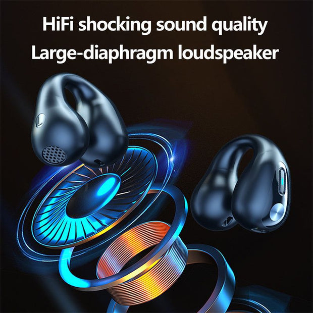 Bone conduction headphones with HiFi sound quality and large-diaphragm loudspeaker design.
