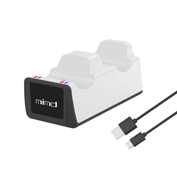 PS5 wireless controller dual charging dock with USB cable.