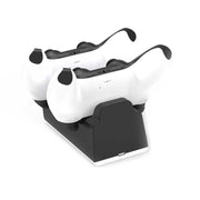 Dual charging dock for PS5 wireless controllers with two-color LED indicator.