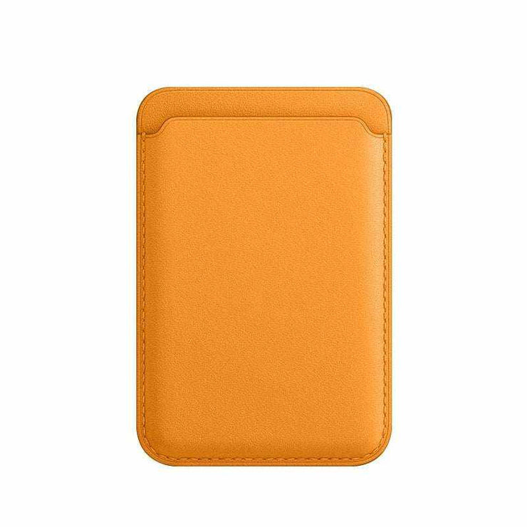 Magsafe Magnetic Luxury Leather Card Holder in Mango Yellow for Apple Phones