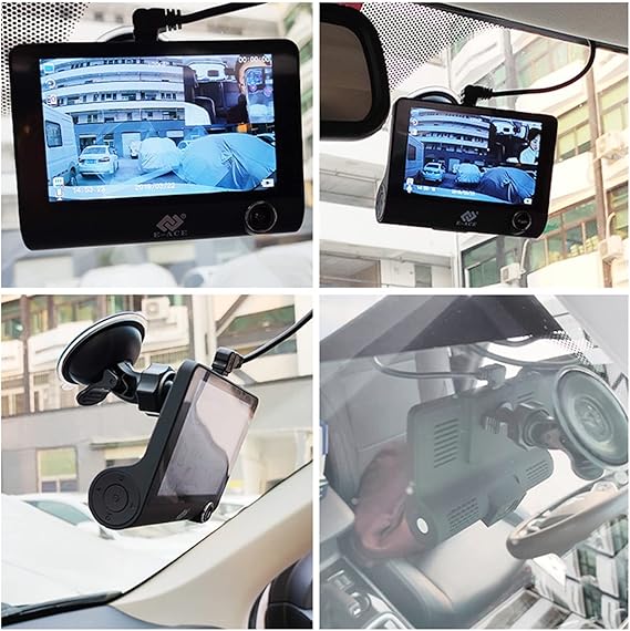 1080P high-definition driving recorder installed in car, capturing clear day and night footage.