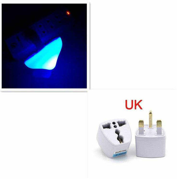 LED night light with light-control sensor, EU US plug, warm white, mushroom design.