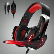 Wired gaming headsets with USB connection and microphone.