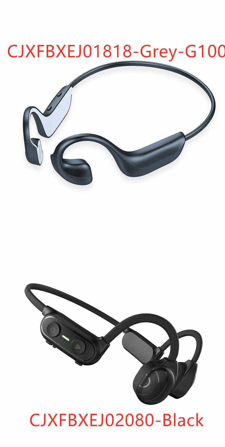 Personal Bone Conduction Bluetooth Headset with ear hooks, Bluetooth 5.0, waterproof design, and TYPE-C charging port.