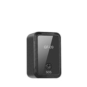 Anti-Lost Tracking Alarm GF Model, compact black device with SOS feature, model GF-09.