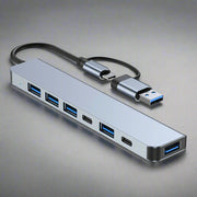 7 in 1 Type C Hub USB Docking Station with Aluminum Alloy Design and 7 Ports