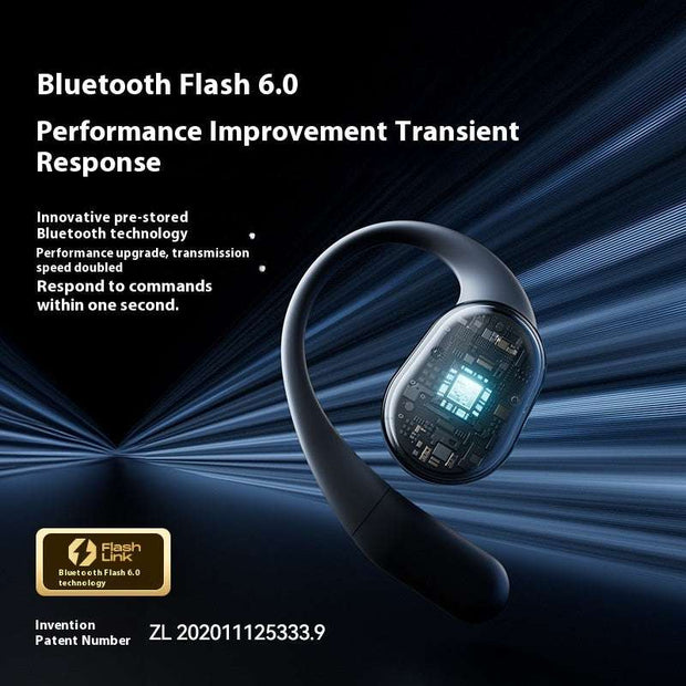 Wireless long endurance ear-mounted Bluetooth headset with advanced Bluetooth Flash 6.0 technology for improved performance and quick response.