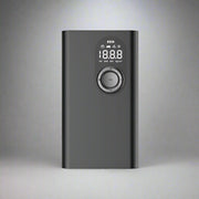 Portable vehicle-mounted multifunctional tire pump with digital display, black color, for cars and bikes.