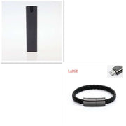 2 In 1 phone and computer screen cleaner kit with microfiber cloth in black, shown with cable bracelet.