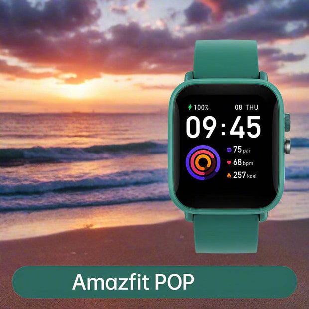 Smartwatch with blood oxygen monitoring and multifunction capabilities, featuring a high-definition color screen and green silicone strap.