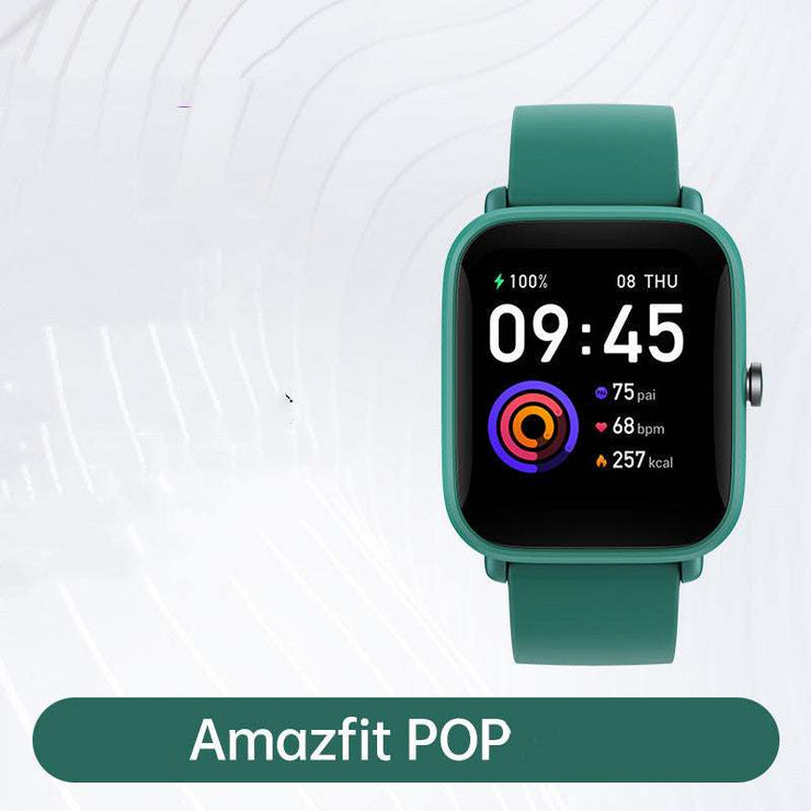 Smartwatch displaying blood oxygen level, heart rate, and time on high-definition color screen.