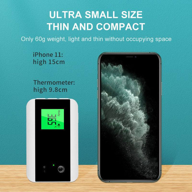AI intelligent voice broadcast thermometer, compact design, 60g weight, digital display, quick measurement.