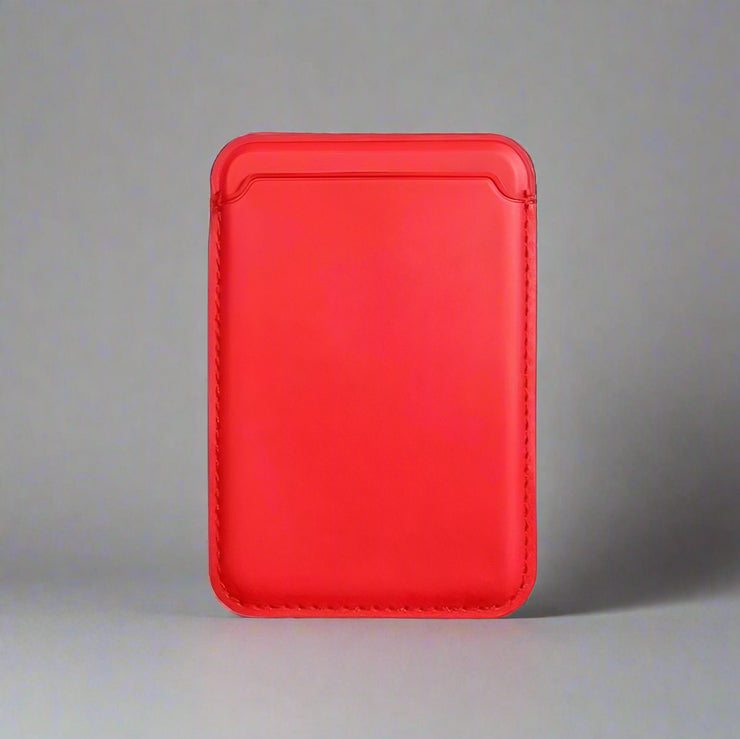 Magsafe Magnetic Luxury Leather Card Holder Wallet Case in Big Red.