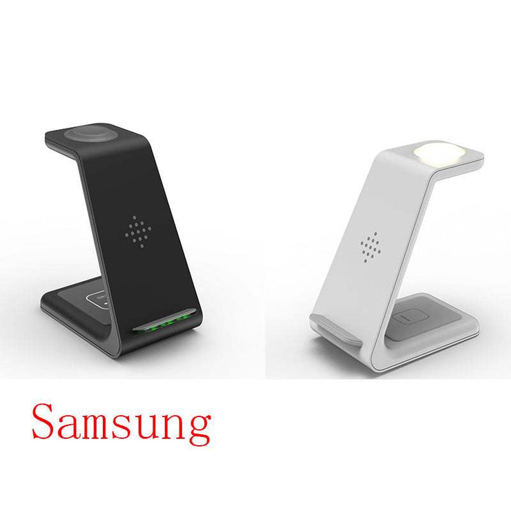 3 in 1 fast charging station for phones, watches, and earbuds.