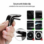 360° magnetic car phone holder with secure air vent clip, black.