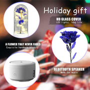 LED rose flower Bluetooth speaker with glass cover, perfect romantic Valentine's Day gift.