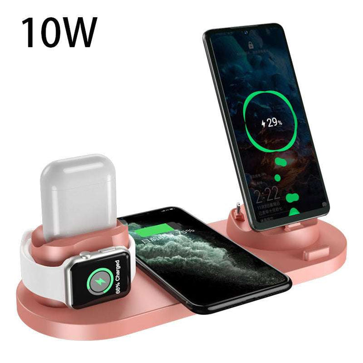 6 in 1 wireless charger for iPhone and watch, fast charging dock station.