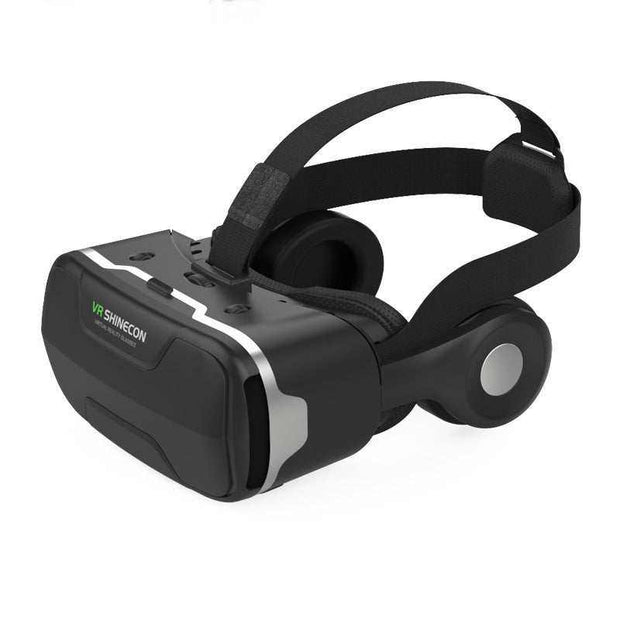 VR Glasses Thousand Magic Lens Wear Immersive Headset with head-mounted design and detachable earphones.