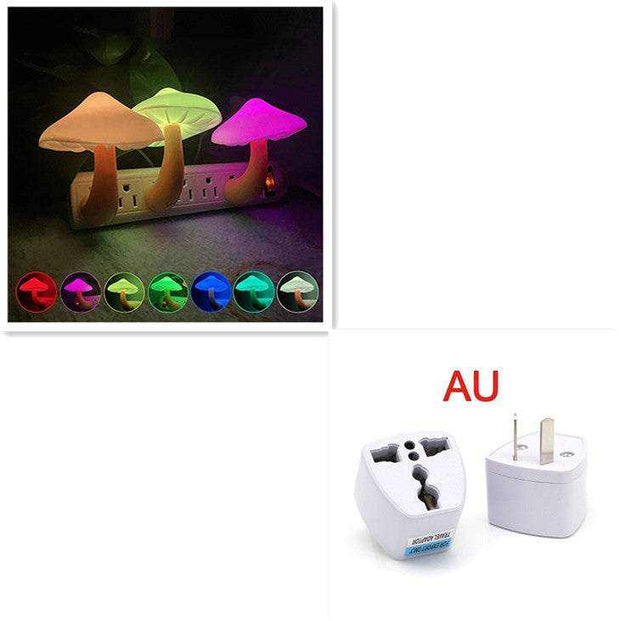 LED Night Light Mushroom Wall Socket Lamp, EU US Plug, Warm White, Light-control Sensor, Home Decoration