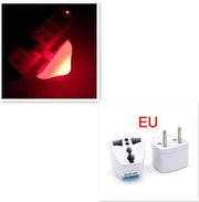 LED night light with EU plug, warm yellow glow, and light-control sensor.