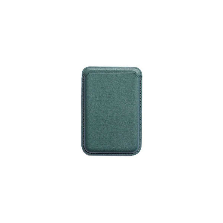 Magsafe Magnetic Luxury Leather Card Holder in Night Green, for Phones.