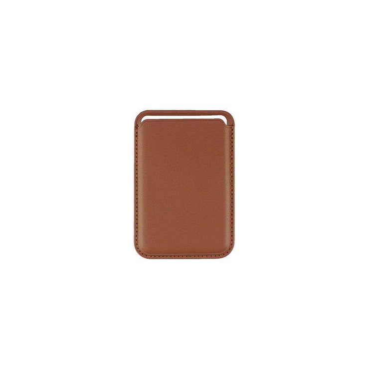 Magsafe magnetic luxury leather card holder wallet for iPhone, autumn brown.