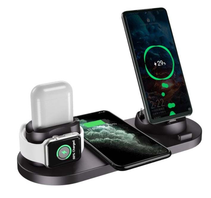 6-in-1 wireless charging dock for iPhone, phone, and watch.