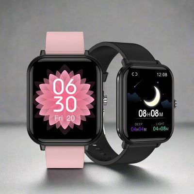 Q9 Pro Smart Bracelet Multi-function Watch in pink and black, featuring touch screen and sleek design.