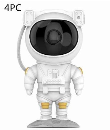 Astronaut-shaped galaxy projector nightlight with adjustable starlight and nebula effects.