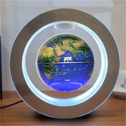 LED floating globe with magnetic levitation and illuminated world map.