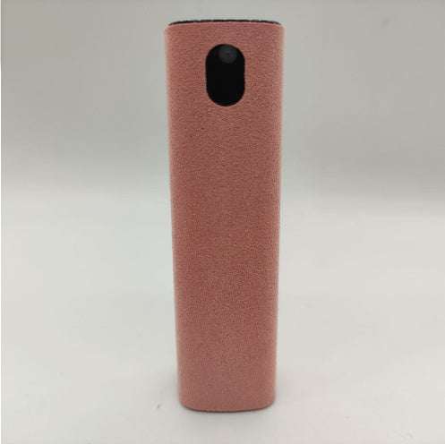 2 In 1 pink phone and computer screen cleaner kit with microfiber cloth for dust removal.