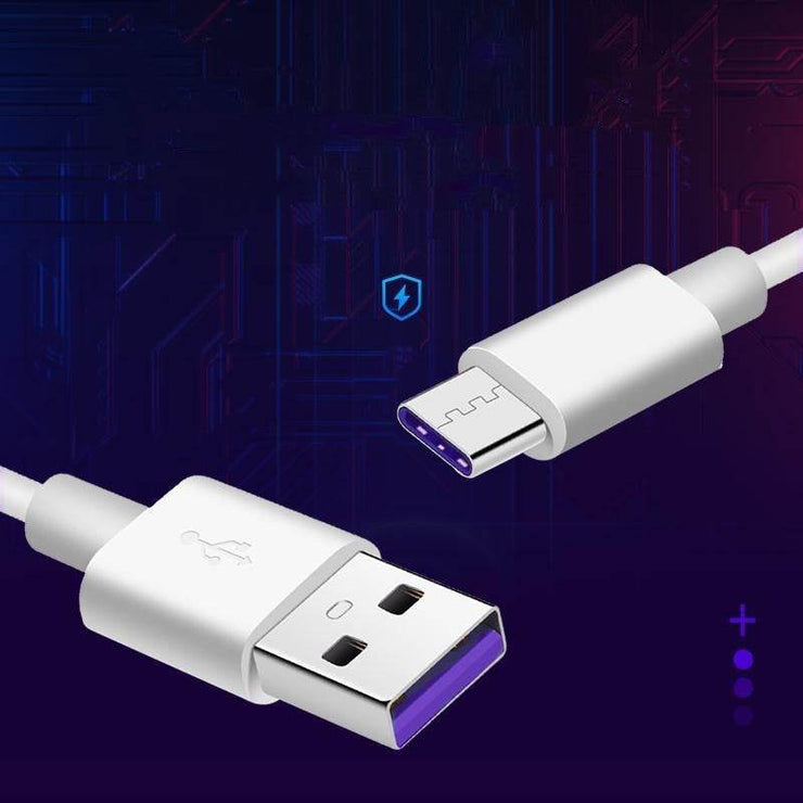Super fast charging cable with USB and Type-C connectors, 1m length.