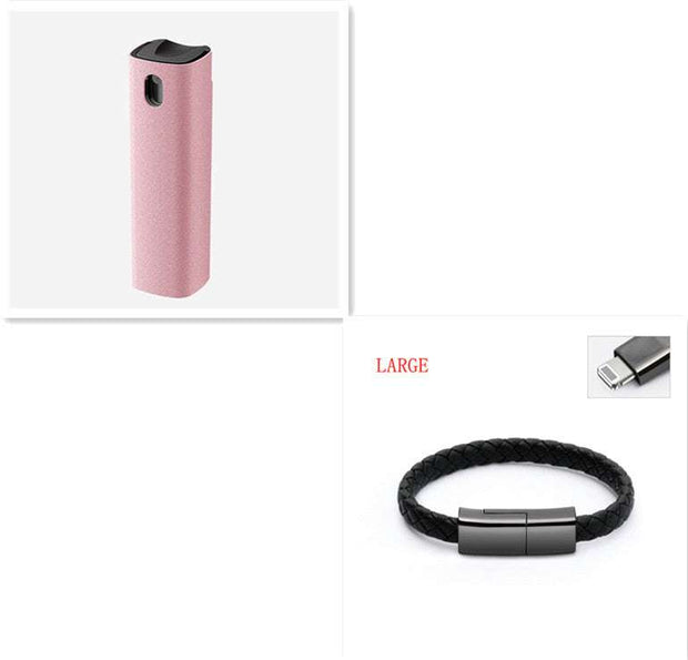 2 in 1 phone computer screen cleaner kit with microfiber cloth in pink, ideal for dust removal and fingerprint decontamination.