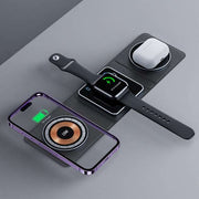 3-in-1 magnetic folding wireless charger for iPhone, Apple Watch, and AirPods.