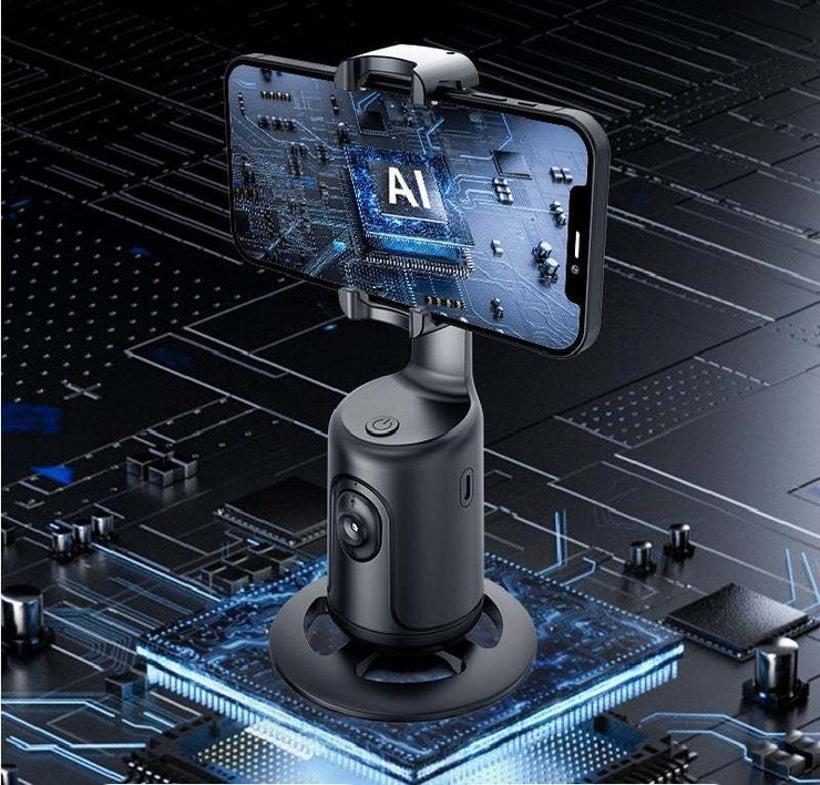 AI-powered smart gimbal with 360-degree auto face tracking for smartphones, ideal for video vlogs and live streaming.