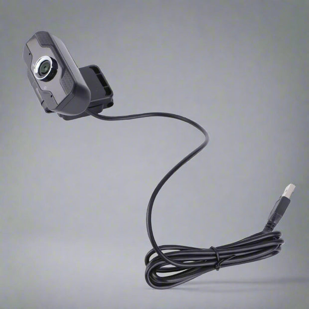 1080P desktop computer camera with USB connection and built-in microphone.