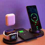 6 in 1 wireless charger with fast charging pad for phone, watch, and more.